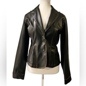 Dollhouse Women’s  Brown Faux Leather Short Button-Up Classic Jacket Size Small